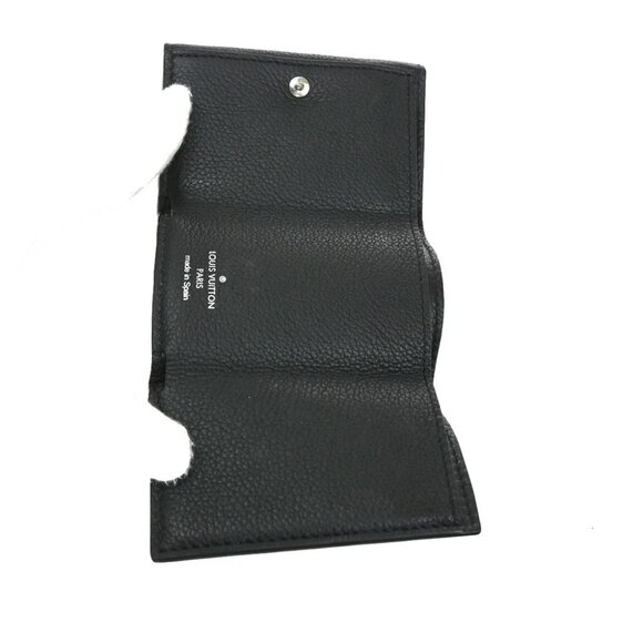 LOUIS VUITTON LV Logo Lock Mini Trifold Wallet Calf Leather Black - Picture 8 of 13